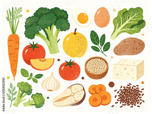 Healthy vegetarian food with fresh ingredients for balanced diet