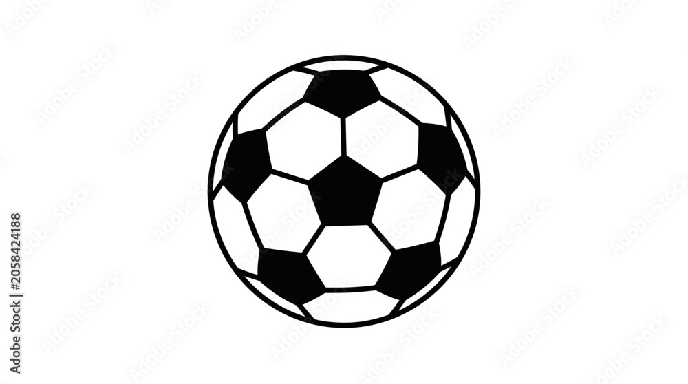 Fototapeta premium Classic Black and White Soccer Ball Vector Icon Isolated on White Background