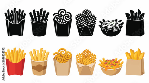 Obraz na płótnie Professional vector collection featuring different french fries designs, classic