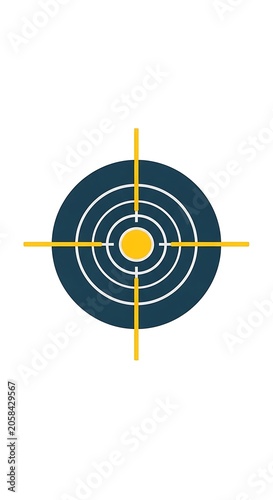 Minimal Blue and Yellow Target Icon Centered on White Background