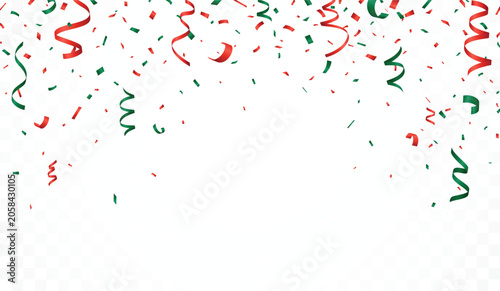Falling portugal celebration confetti, green and red color template banner