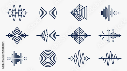 Modern Abstract Sound Wave Icons Collection.