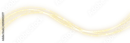 Glowing Gold Glitter Wave Lines on Transparent Black Background