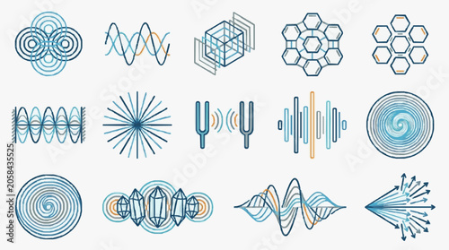 Tableau sur toile Abstract Scientific Wave and Particle Illustrations.