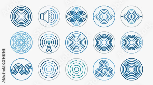 Konstfotografi Collection of sound wave and signal icons.