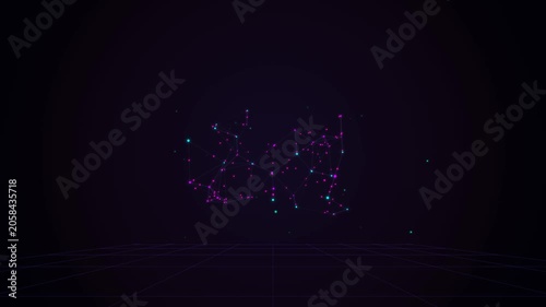 Abstract digital network connection with floating glowing dots and lines