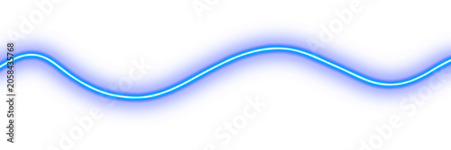 Cuadro en lienzo Abstract Blue Neon Single Smooth Wave Curve on Dark Transparent Background