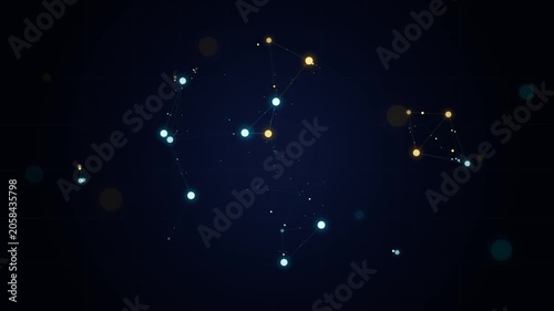 Abstract digital network connection with glowing nodes and lines motion