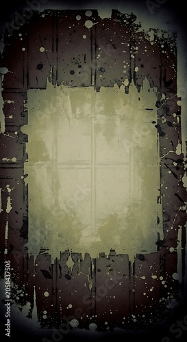Grungy Abstract Painted Frame Surrounding Pale Center on Dark Textured Background