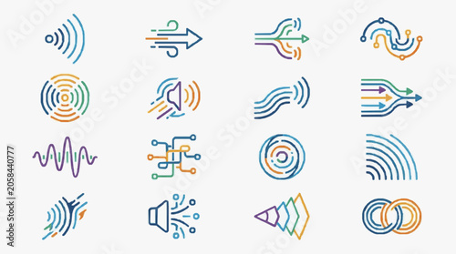 Foto Colorful Abstract Technology Signal Icons Set.