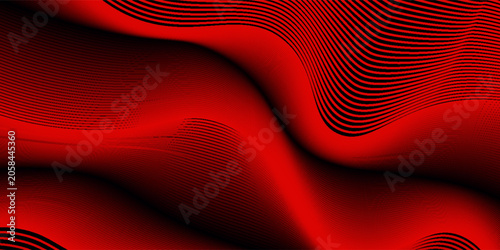 Bilde på lerret A mesmerizing 3D rendering depicting a dark tunnel formed by swirling red and pink neon lines, creating an abstract background that draws the viewer into its depths