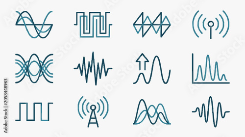 Canvas Print Collection of various sound wave and signal icons.