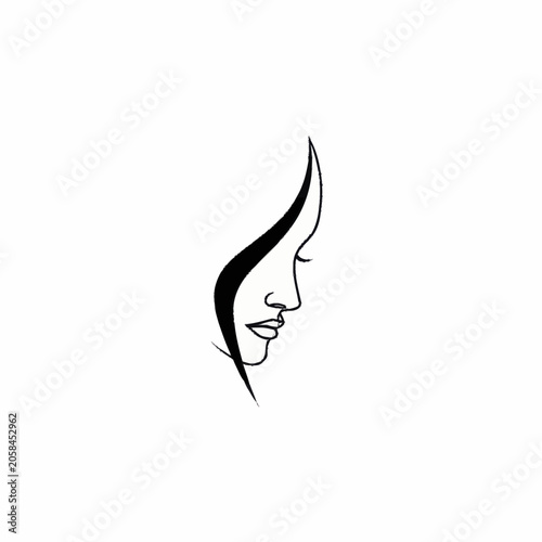 Minimalist Line Art Drawing of a Womans Profile.