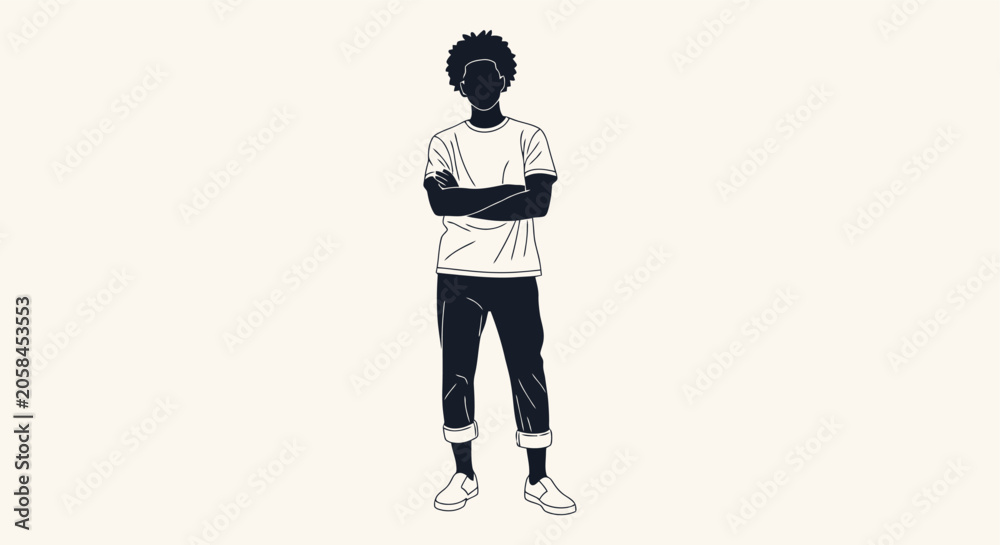 Obraz premium Stylish Young Man with Arms Crossed Portrait.