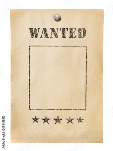 wanted poster isolated on white