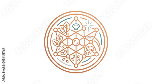 Schilderij op canvas Abstract geometric symbol with natural elements and celestial details