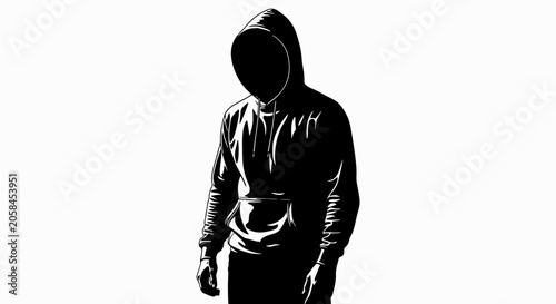 Canvas Print Mysterious Silhouette of a Hooded Figure in Darkness.