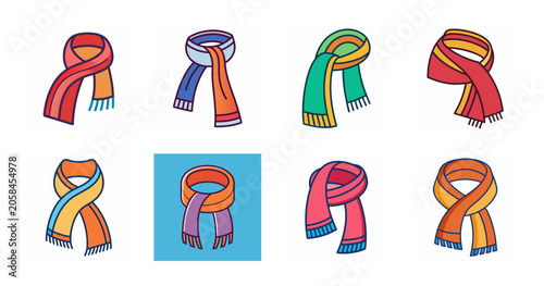 Colorful ribbon awareness badges set - Bright vector icons of ribbon badges in pink, blue, green, purple, and red for awareness campaigns, health causes, or charity events.