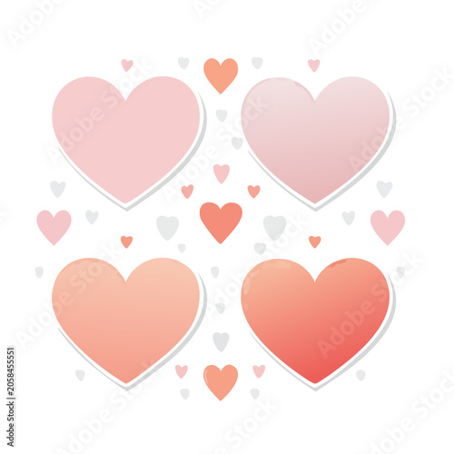 Colorful Hearts Illustration on White Background