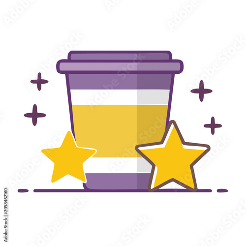 Flat design coffee cup with stars icon