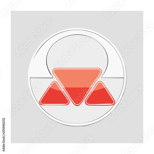 Red warning sign icon with circular frame