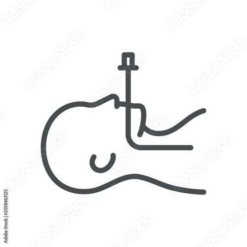 Intubation Tube Vector Line Icon: Endotracheal Tube in Patient Airway for Ventilation and Anesthesia, Editable Stroke, Isolated