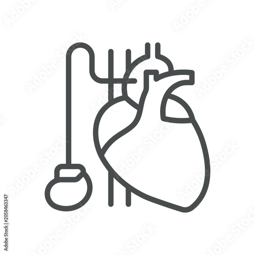 Pacemaker Vector Line Icon. Heart Implant Device Symbol for Cardiology, Cardiac Rhythm Control and Medical Monitoring