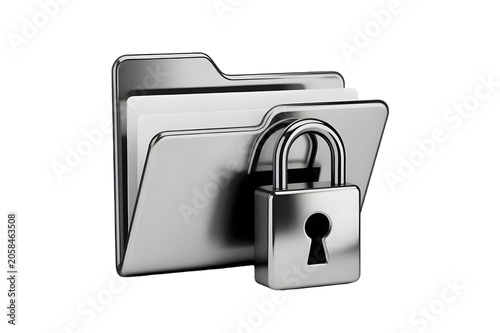 Secure Computer Folder with Lock and Key, Data Security and Privacy Concept