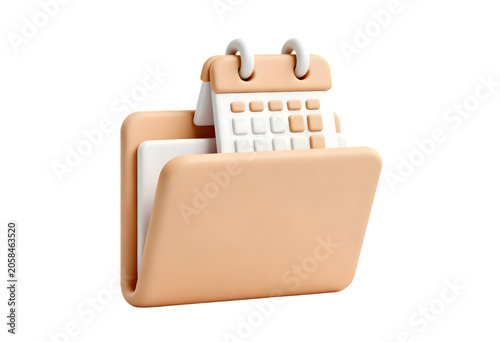 3D Illustration of a Personal Organizer with Notebook and Folder for Planning