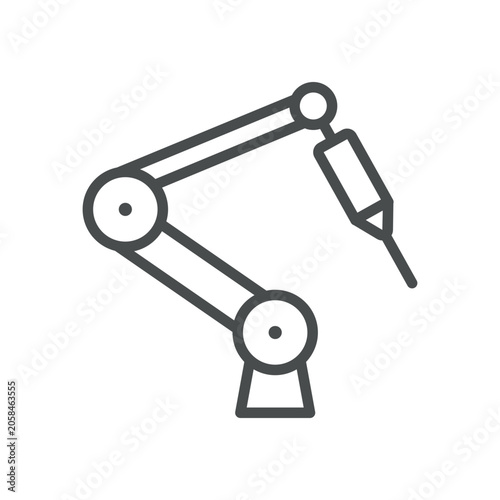 Robotic Surgical Arm Icon, Automated Surgery Robot Manipulator and Medical Technology Symbol, Simple Thin Linear Outline Vector Sign.