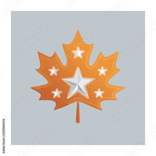 Orange Maple Leaf with Stars Illustration
