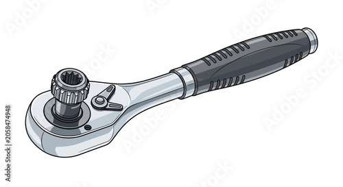 Slika na platnu Ratchet tool with black handle.