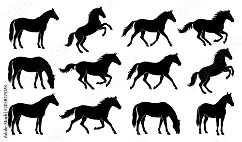 Konstfotografi Horse silhouette vector collection fully editable isolated on white background