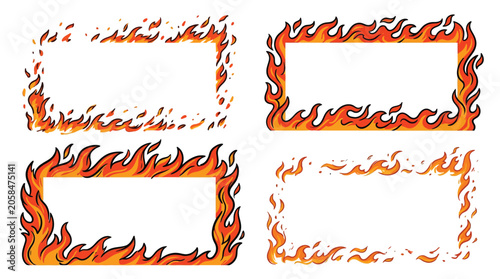 Fire flame decorative borders and frames collection