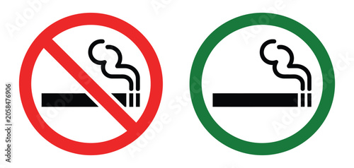 Smoking forbidden set, stop no smoking and vape ban symbols for smoke free areas, public health warning and vector illustration design.
