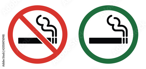 Obraz na płótnie Smoking forbidden set, stop no smoking and vape ban symbols for smoke free areas, public health warning and vector illustration design
