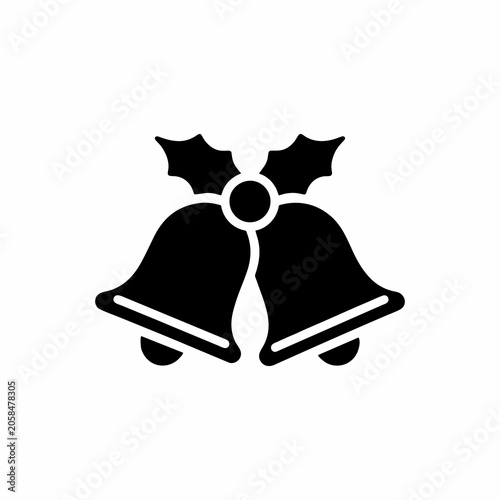 Christmas bells icon with holly berries, festive holiday vector illustration