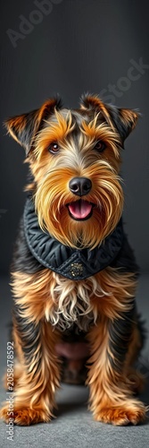 Furry Airedale terrier breed with distinctive wiry coat, fur, terrier