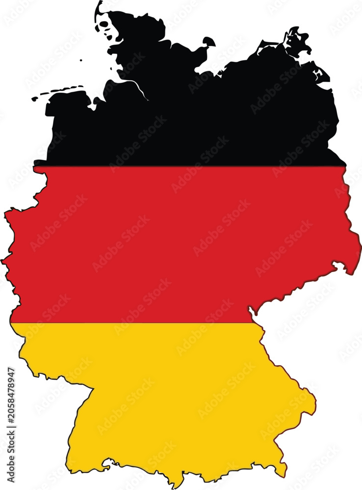 Obraz premium Map of germany filled with national flag geography national territory silhouette isolated