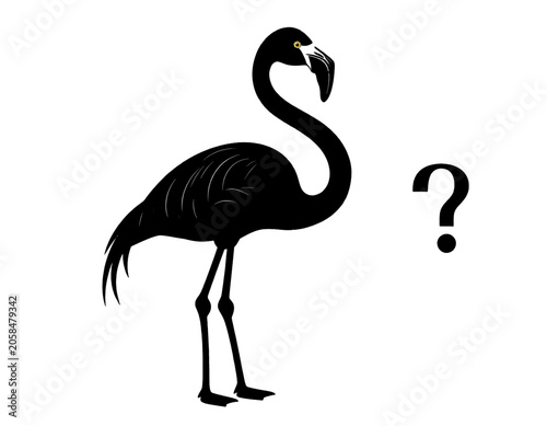 Tablou pe pânză A solitary black bird stands next to a question mark