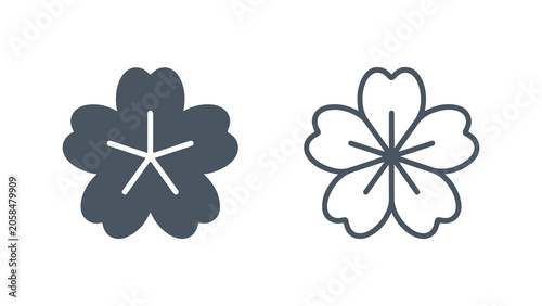 Minimalist Cherry Blossom Flower Icon Set