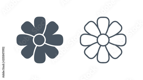 Simple Flower Icons in Solid and Outline Style