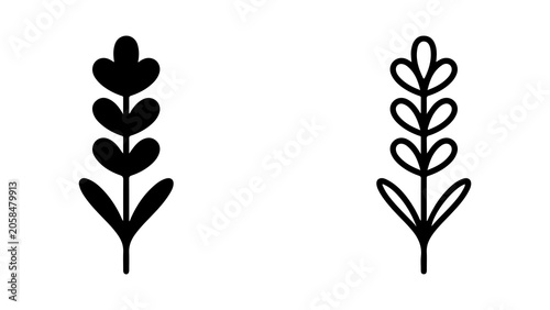 Minimalist Floral Branch Icons In Black And White