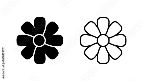 Simple Minimalist Flower Icons Set