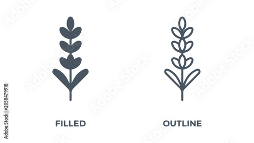 Minimalist Lavender Plant Icons Set