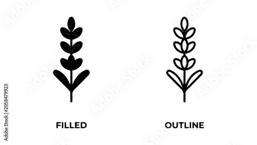 Minimalist Floral Sprig Icon Set In Two Styles