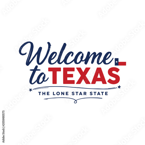 Welcome to texas typography with star and flourish vector illustration