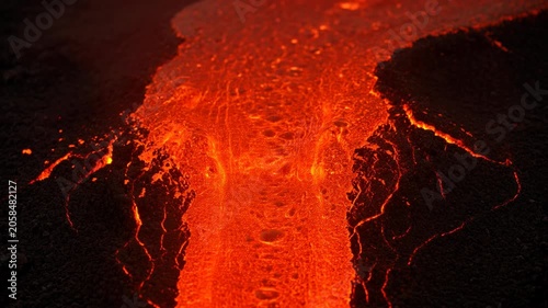 Lava Flow Molten Rock Glowing Volcanic Eruption Fiery Landscape with Dark Basalt and Hot Surface