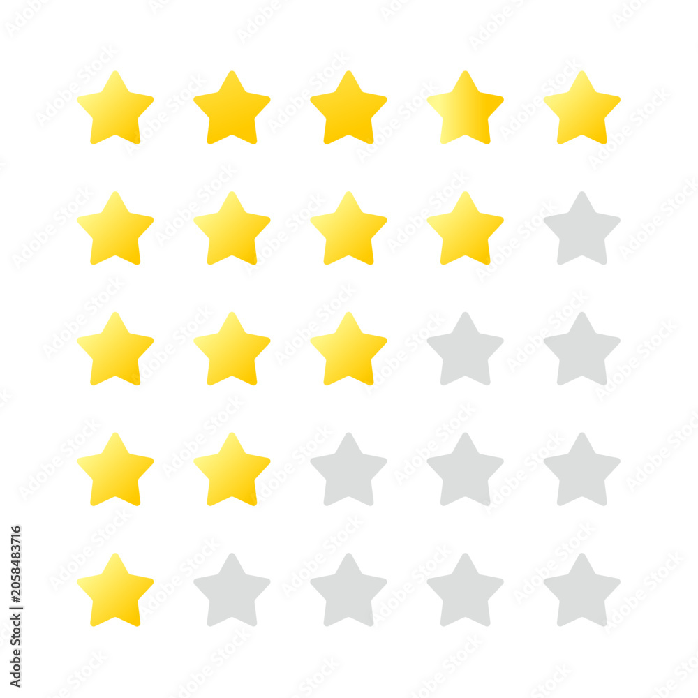 Obraz premium レビュー評価 星アイコンセット 五段階評価