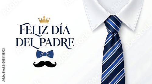 Feliz dia del padre greeting with business shirt and striped necktie, business